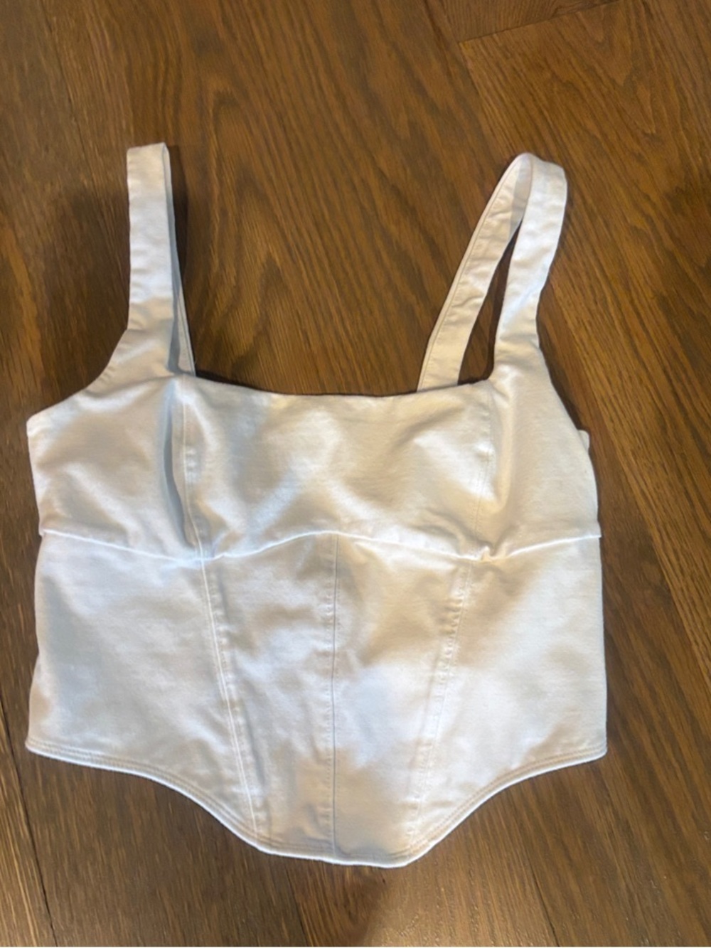 Garage White Petite Small Crop Tank Top Corset-Style
